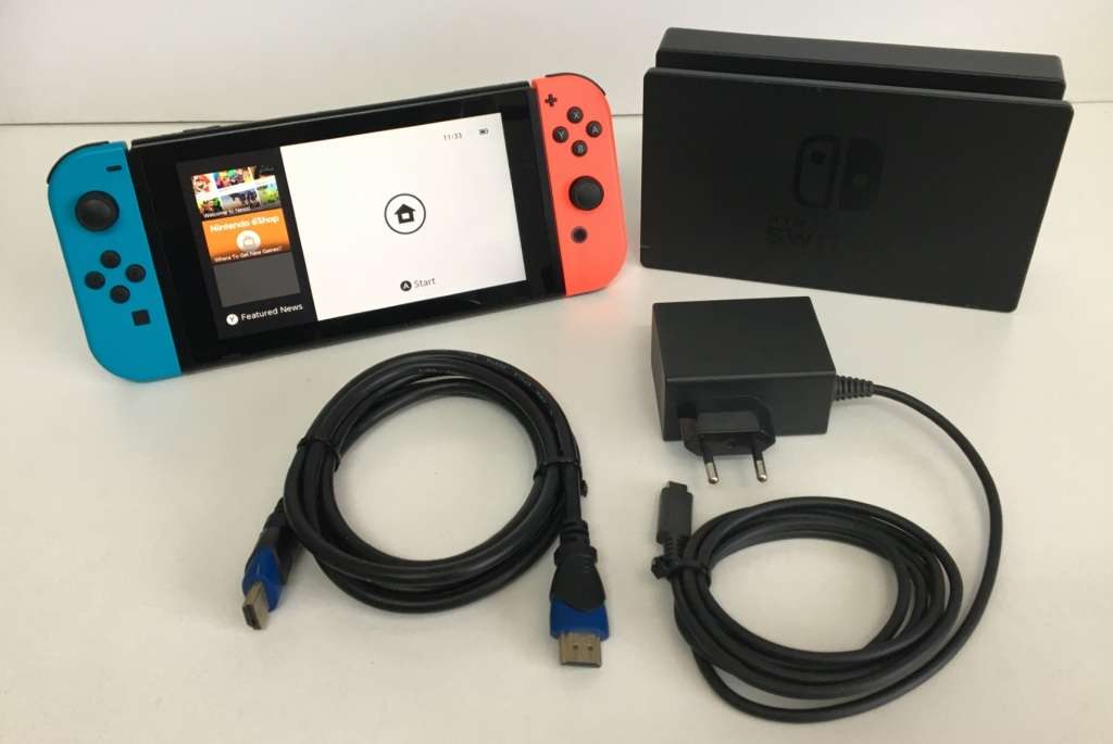 Nintendo Switch V2 32GB Game Console Black With Blue/Red Joy-con Overall Good Condition!