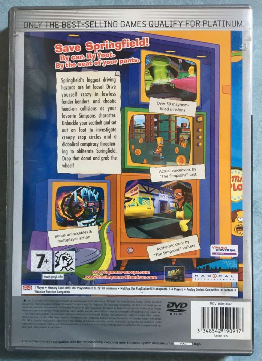 The Simpsons Hit & Run PlayStation 2 Platinum Booklet Included Great Condition!