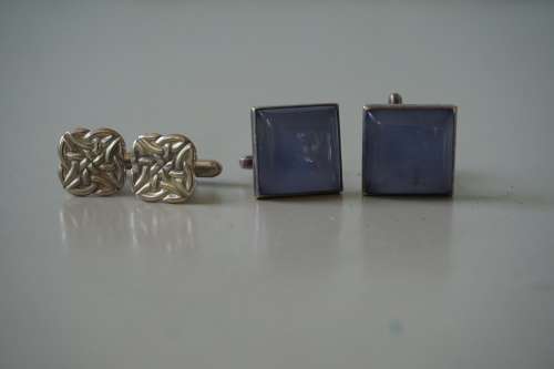 2 pairs of vintage STERLING SILVER cuff links