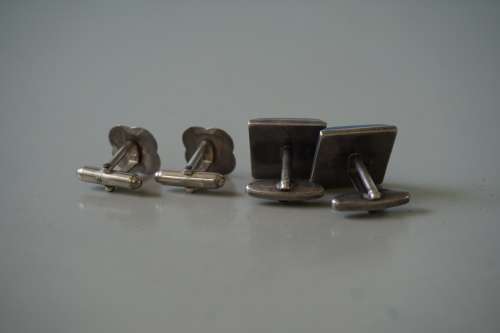2 pairs of vintage STERLING SILVER cuff links