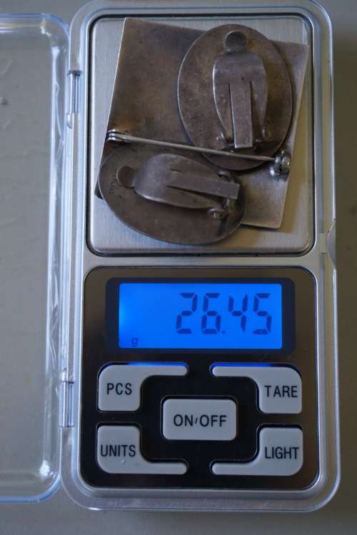 Vintage Siam Sterling Silver set of clip on earrings and brooch