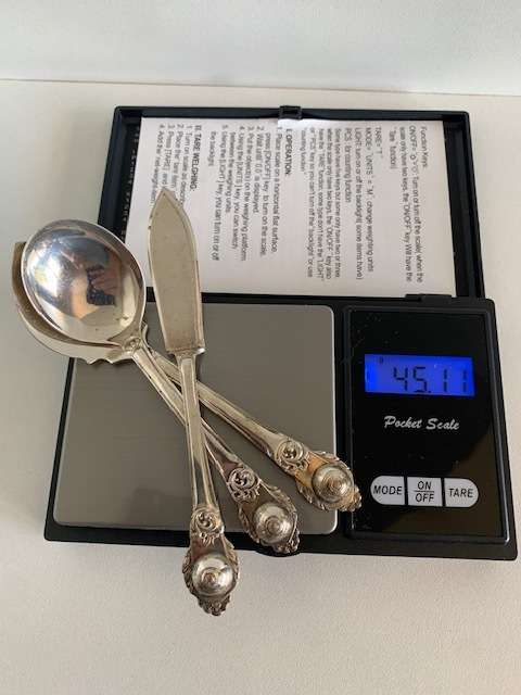 South African Hallmarked sterling silver Sugar spoon, Jam spoon and pate knife
