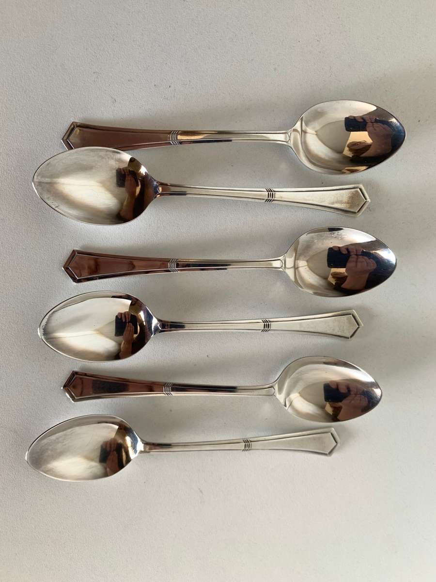 Hallmarked Sterling Silver art deco Coffee/tea spoons (6)