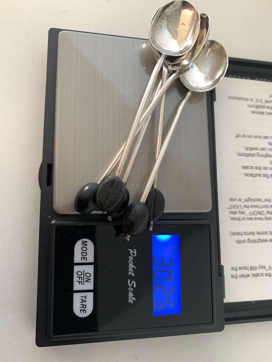 5 x Hallmarked Sterling Silver Coffee bean tea spoons