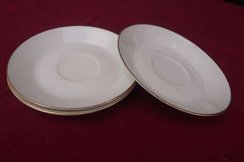 Set of 3 Constantia Porcelain Saucers with gold rim