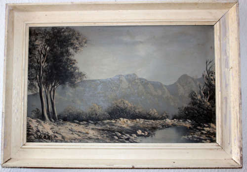 Beautiful old landscape by the internationally successful South African artist Jacobi (Benjamin Dav