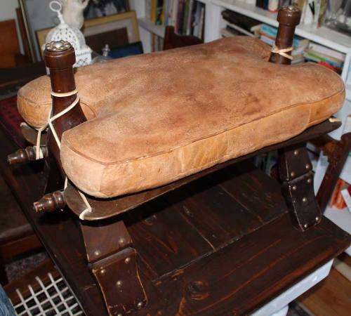 Camel saddle with leather seat. BEAUTIFUL!