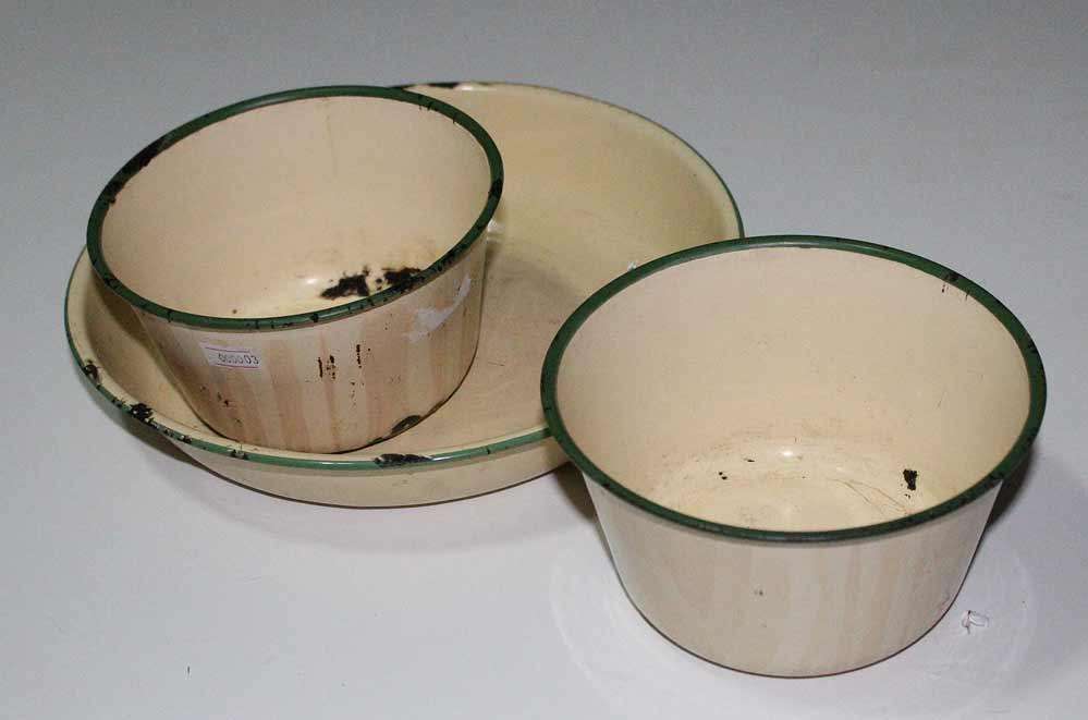 Beautiful vintage enamelware - three bowls