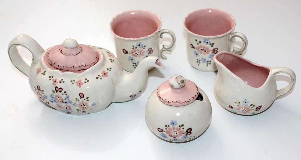 TEA FOR TWO: A lovely hand painted porcelain tea set. Very special!