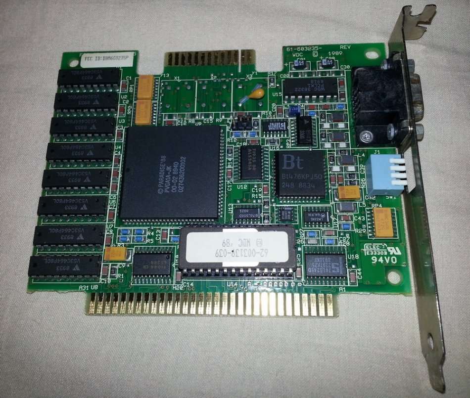 Western Digital Paradise VGA Plus C PVGA1A-JK ISA 8-Bit 512kb RAM