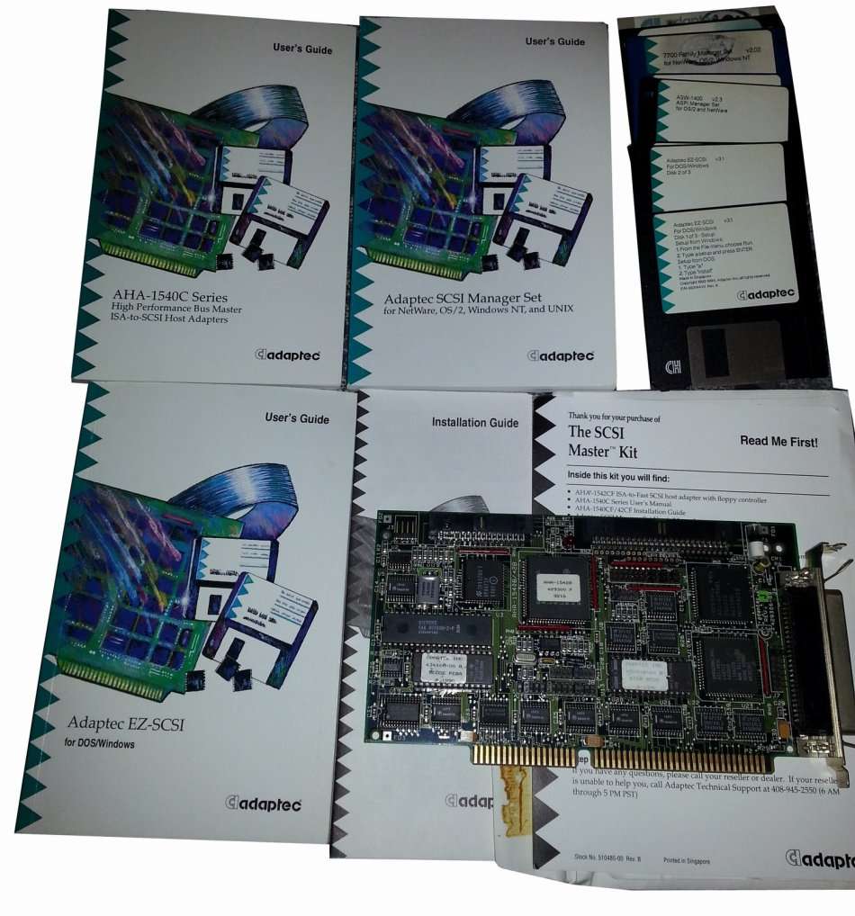 Adaptec AHA 1542B ISA 16-Bit SCSI-1 Card and SCSI Cable Bundle (1990)