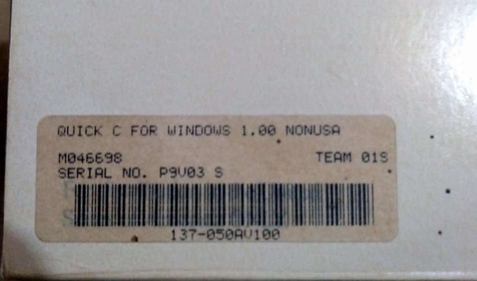 Microsoft Quick C Version 1 for Windows 5.25 inch Floppy Disks (1991)