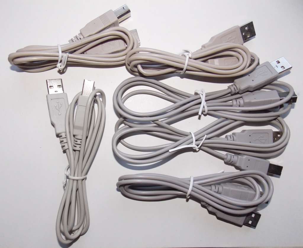 USB Type B to USB Type A Cables 6 Pieces 1 Meter