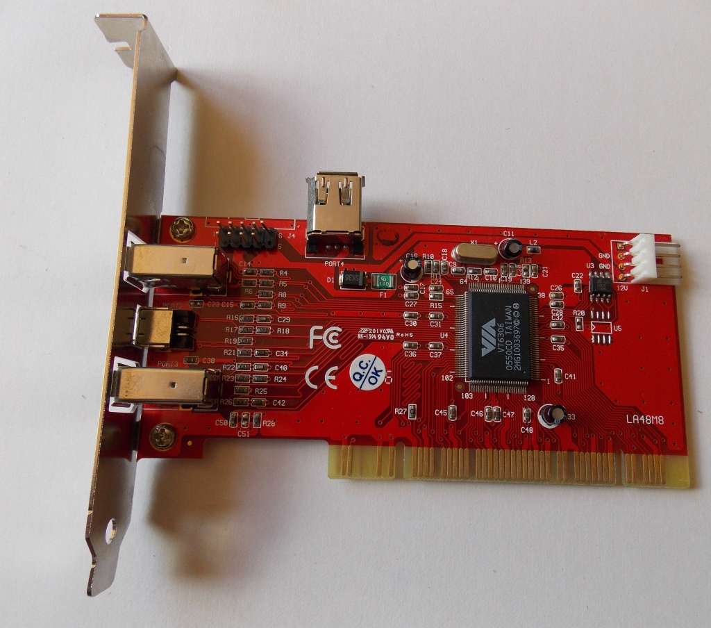 Via VT6306 PCI 1394 Firewire 3 External 1 Internal with Power Connector