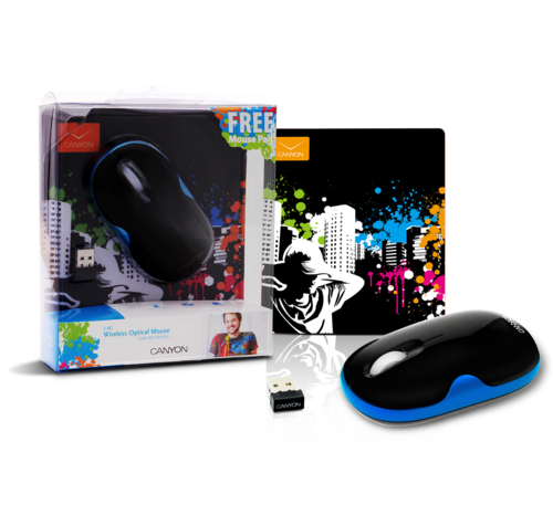 Canyon Wireless mouse 2.4g 1600dpi Blue FREE Mousepad