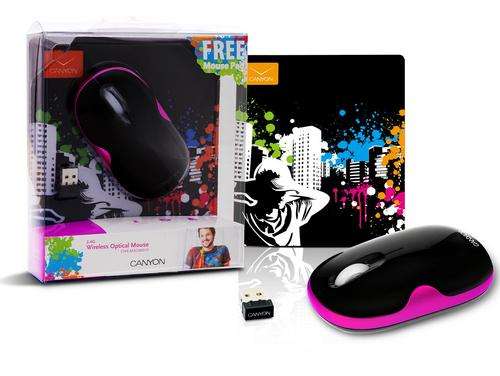 Canyon Wireless mouse 2.4g 1600dpi Pink FREE Mousepad