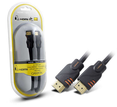 Canyon HDMI Video/Audio Cable 19 pin 2m 24K Gold Plated
