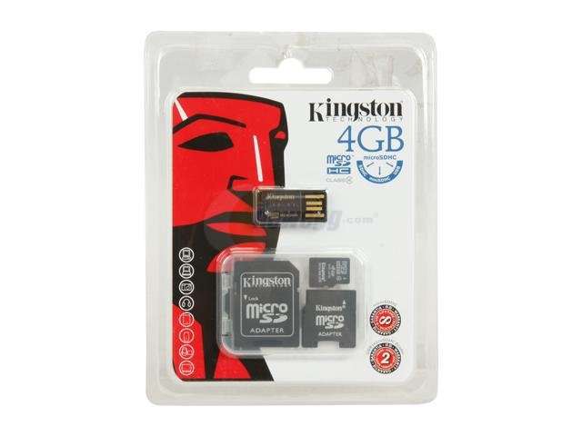 Kingston Micro SDHC 4GB + Adapters & USB Reader