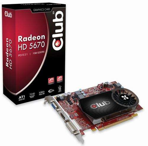 Club 3D Radeon HD 5670 1GB - 128-bit, 775MHz Clock