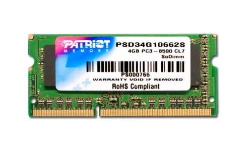 Patriot 4GB PC3-8500 DDR3 1066Mhz SO-Dimm