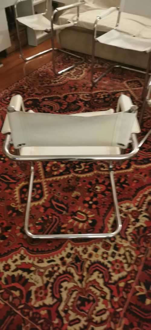 Vintage Marcel Breuer S34 Genuine White Leather Cantilever Tubular Chrome Armchair Bauhaus Mart Stam