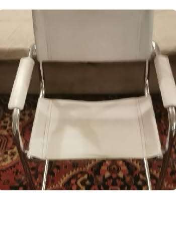 Vintage Marcel Breuer S34 Genuine White Leather Cantilever Tubular Chrome Armchair Bauhaus Mart Stam