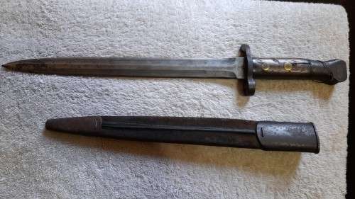Vintage WWI Bayonet with Scabbard.