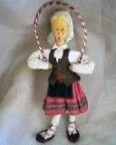 CUTE ONE OF A KIND DOLL WITH SKIPPING ROPE AND LEATHER SHOES. VERY UNIQUE. 18 CM HIGH.