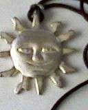 HEAVY METAL SMILEY SUN ON STRING CHAIN NECKLACE.