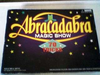 ABRACADABRA-MAGIC SHOW IN BOX. NO INSTRUCTION MANUAL. NOT SURE IF THERE ARE ANY MISSING PARTS.