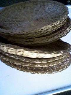 10 WEAVED PAPER PLATE HOLDERS.