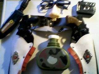 KIDS ADVENTURE KIT. WATER BOTTLE,CAMERA,KNIFE,GLASSES.GUNS IN A HOLSTER.