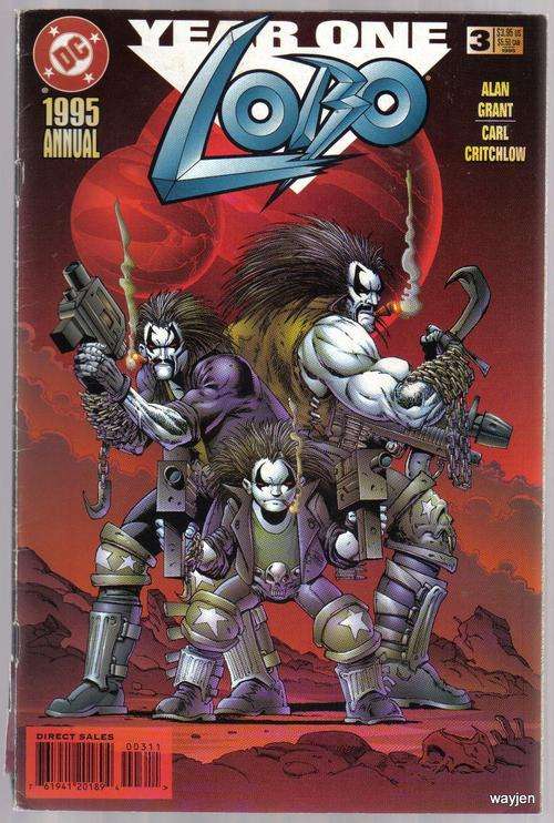 DC COMICS. YEAR ONE. LOBO. NO. 3. 1995 ANNUAL. SOME WEAR AND TEAR.