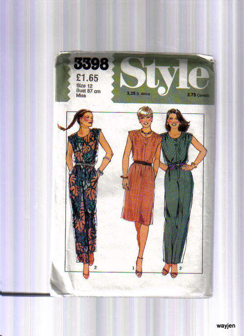STYLE SEWING PATTERN. 3398. MISS SIZE 12. BUST 87cm..
