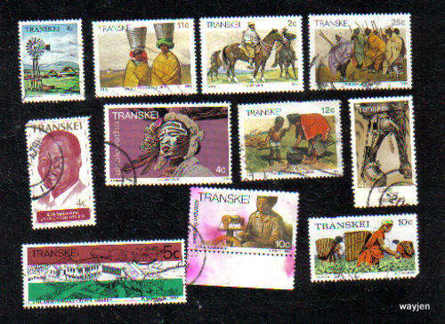11 MIXED TRANSKEI STAMPS.  AS PER SCAN.