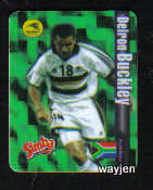 DELRON BUCKLEY TRADING CARD. BAFANA BAFANA. SIMBA WORLD SOCCER ICON CARD.