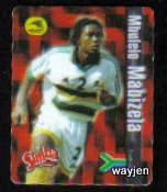 MBULELO MABIZELA TRADING CARD. BAFANA BAFANA. SIMBA WORLD SOCCER ICON CARD.