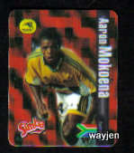 AARON MOKOENA TRADING CARD. BAFANA BAFANA. SIMBA WORLD SOCCER ICON CARD.
