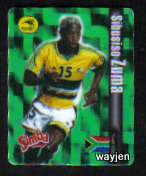 SIBUSISO ZUMA TRADING CARD. BAFANA BAFANA. SIMBA WORLD SOCCER ICON CARD.
