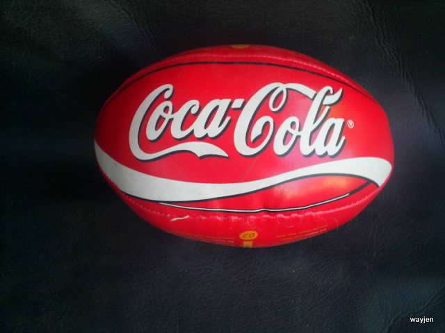 COCA COLA & STEERS SOFT SMALL RUGBY BALL. No 2 LIMITED EDITION. JAPAN/NAMIBIA/URUGUAY/ROMANIA.