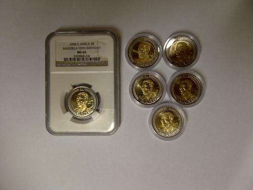 Mandela 90th birthday coin MS66 + 5 uncirculated coins combo