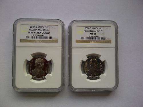 Nelson Mandela 2000 smiley R5 NGC Combo PF65 + MS65 one bid