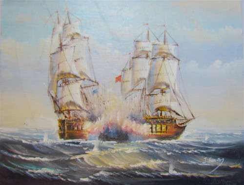 Acrylic on Canvas - Fighting Sail Ships