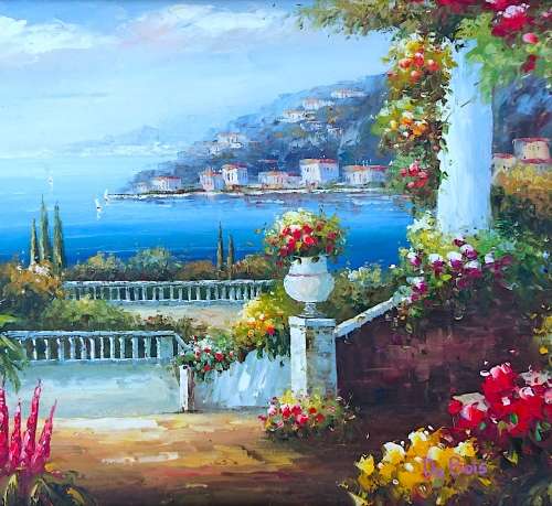 Oil on Canvas - Mediterranean Scene artist DU BOIS