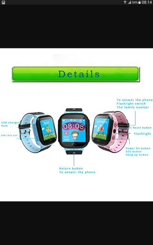 Kids smart touch screen Gps watch - Blue