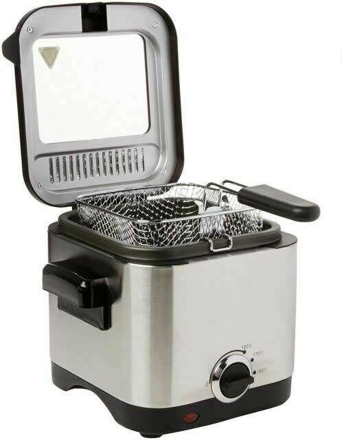 1.5 Litre 900W Compact Square Deep Fryer with Large View Window