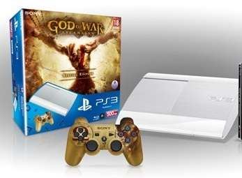 PS3 Superslim White, 650GB with RARE God of War Controller