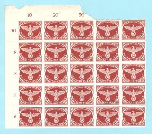 GERMAN EMPIRE DEUTSCHE FELDPOST 1942 - PART SHEET - MINT