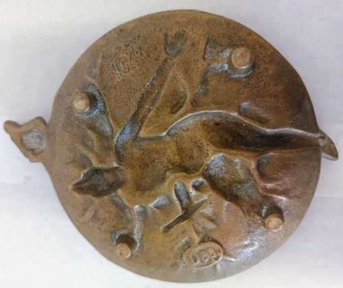 Antique Brass Desk Tray with Circus Lady and Spying Gnome, Elf.