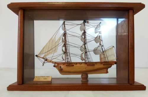 Miniture Model Ship Le `Astrolabe` in a wooden and glass display case